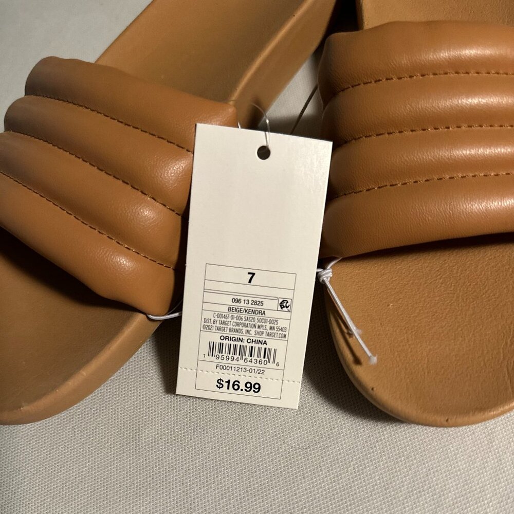 Shade & Shore Kendra Single band slide in  tan/beige size 7. - Picture 3 of 5